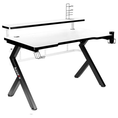 Skrivebord Gaming Huzaro HZ-Hero 5.0 White Hvid Sort Kulfiber 120 x 60 cm