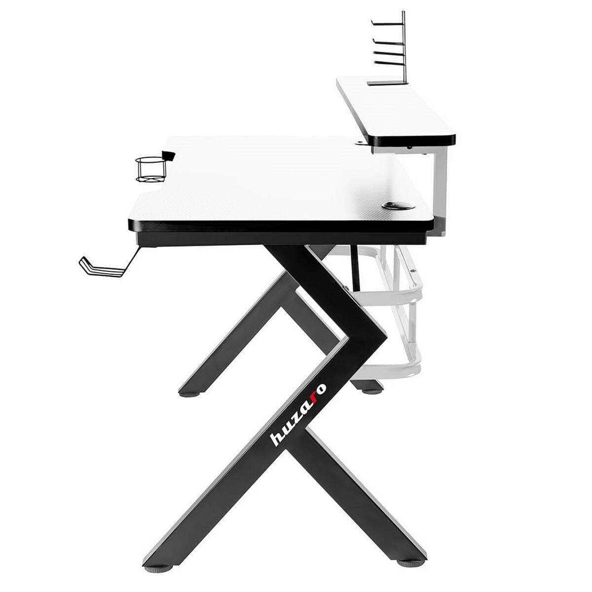 Skrivebord Gaming Huzaro HZ-Hero 5.0 White Hvid Sort Kulfiber 120 x 60 cm