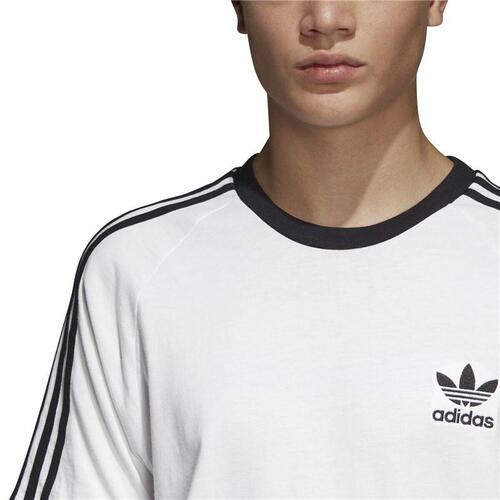 Kortærmet T-shirt til Mænd Adidas 3 Stripes Hvid XL