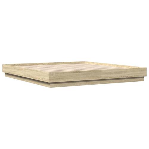 Sengestel 200x200 cm konstrueret træ sonoma-eg