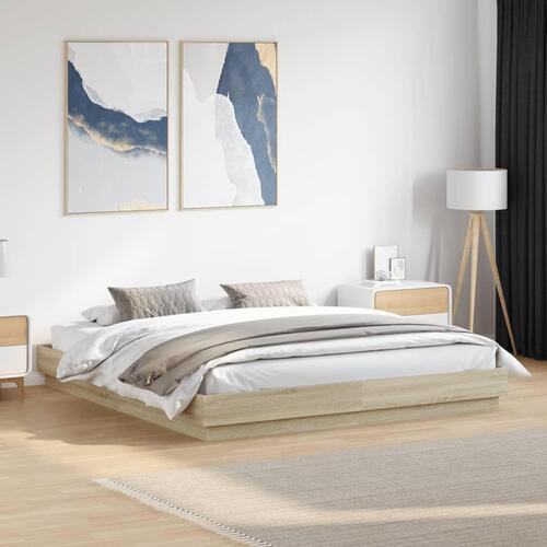 Sengestel 200x200 cm konstrueret træ sonoma-eg