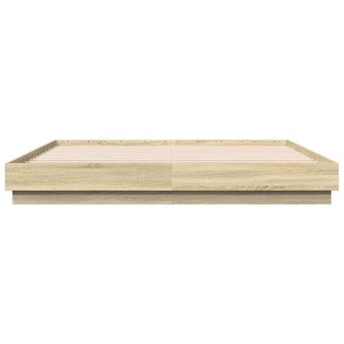 Sengestel 200x200 cm konstrueret træ sonoma-eg