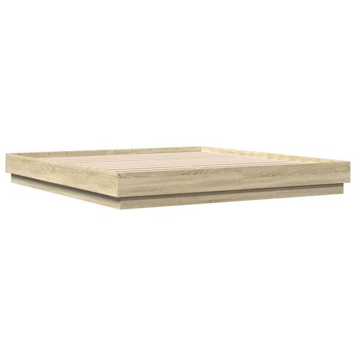 Sengestel 200x200 cm konstrueret træ sonoma-eg