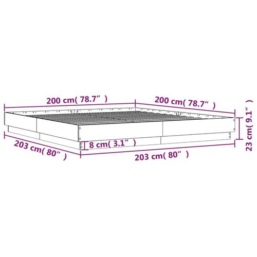 Sengestel 200x200 cm konstrueret træ sonoma-eg