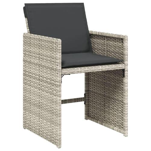 Havestole 4 stk. med hynder polyrattan lysegrå