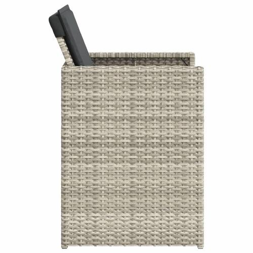 Havestole 4 stk. med hynder polyrattan lysegrå