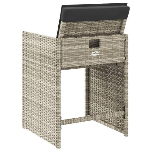 Havestole 4 stk. med hynder polyrattan lysegrå