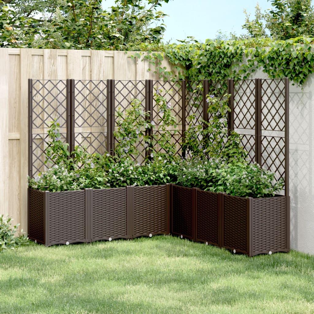 Plantekasse med espalier 160x160x140 cm PP brun billede