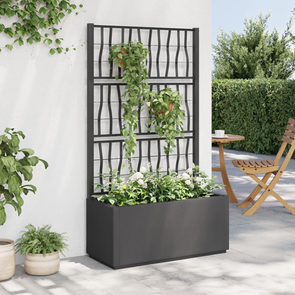 Plantekasse med espalier 80x36x140 cm PP mørkegrå