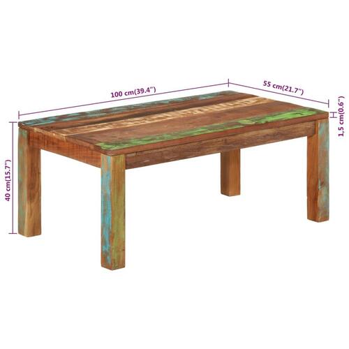 Sofabord 100x55x40 cm massivt genbrugstræ