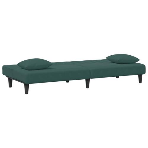 2 personers sofa med puder velour mørkegrøn