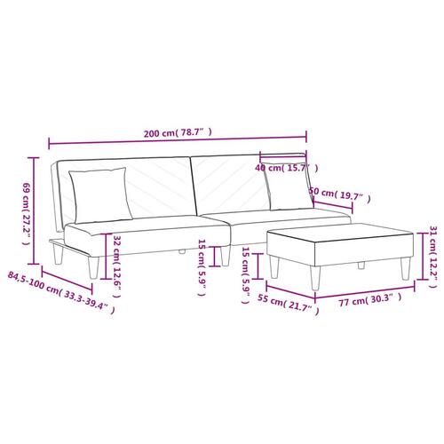 2 personers sofa med puder velour mørkegrøn