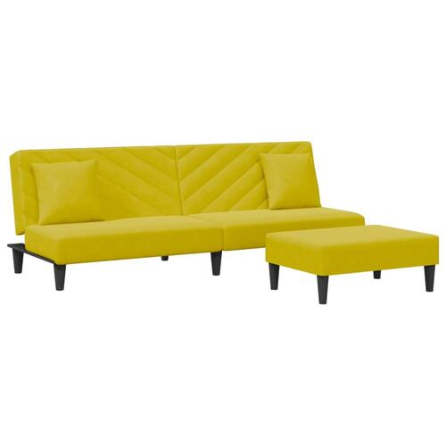 2 personers sofa med puder velour gul