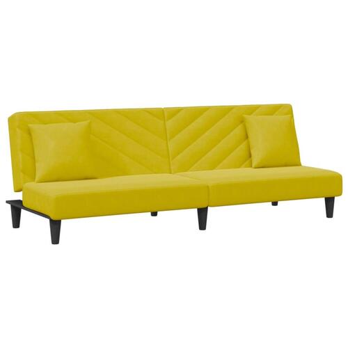 2 personers sofa med puder velour gul