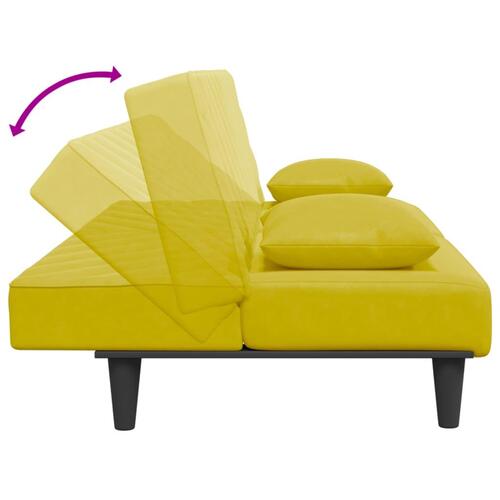 2 personers sofa med puder velour gul