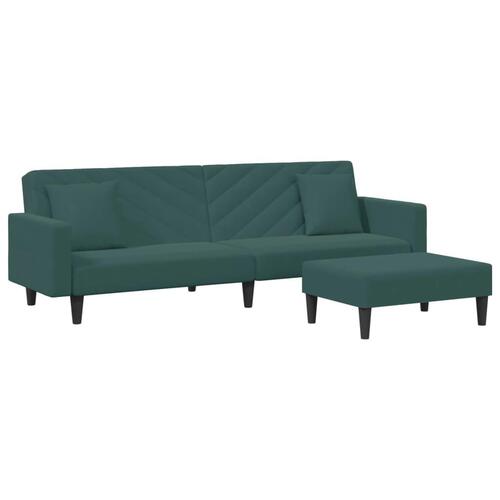 2 personers sofa med puder velour mørkegrøn