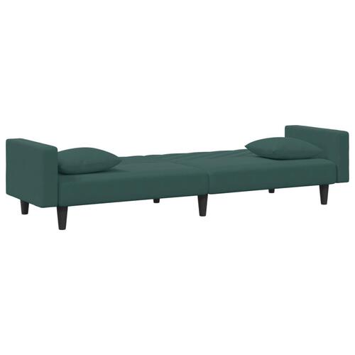 2 personers sofa med puder velour mørkegrøn
