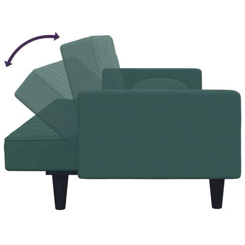 2 personers sofa med puder velour mørkegrøn
