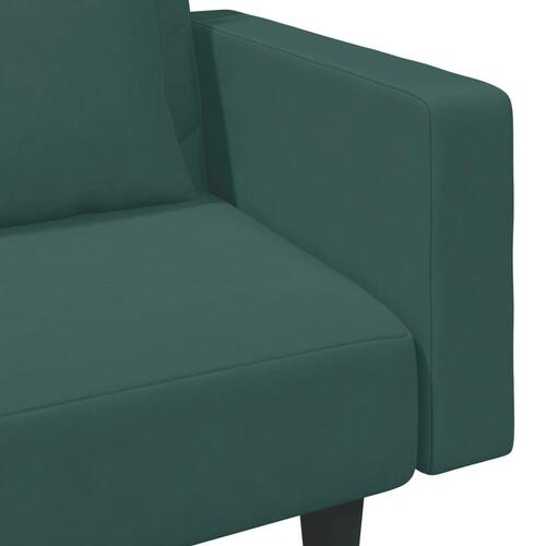 2 personers sofa med puder velour mørkegrøn