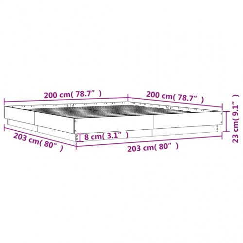 Sengestel 200x200 cm konstrueret træ betongrå