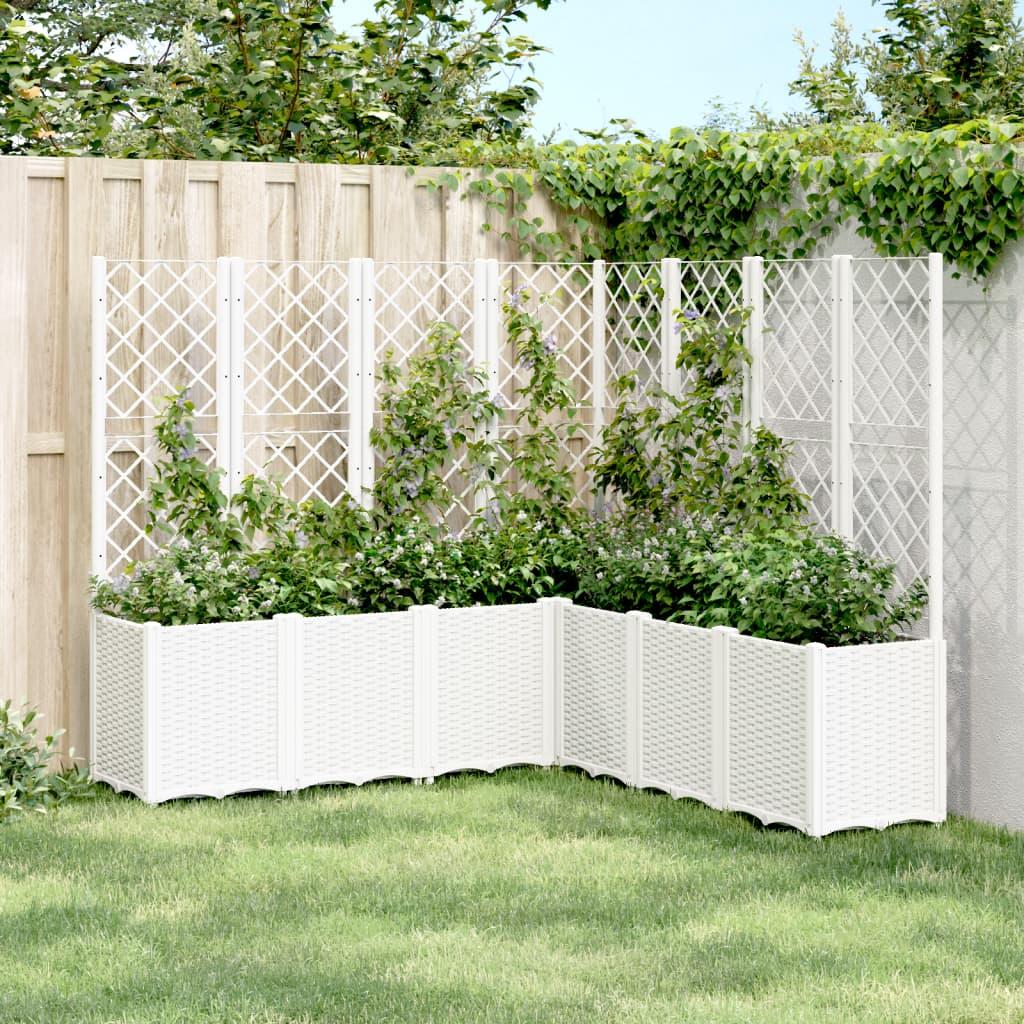 Plantekasse med espalier 160x160x140 cm PP hvid billede