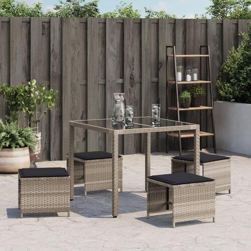 Haveskamler 4 stk. med hynder 41x41x36 cm polyrattan lysegrå