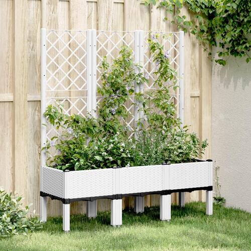Plantekasse med espalier 120x40x142 cm PP hvid