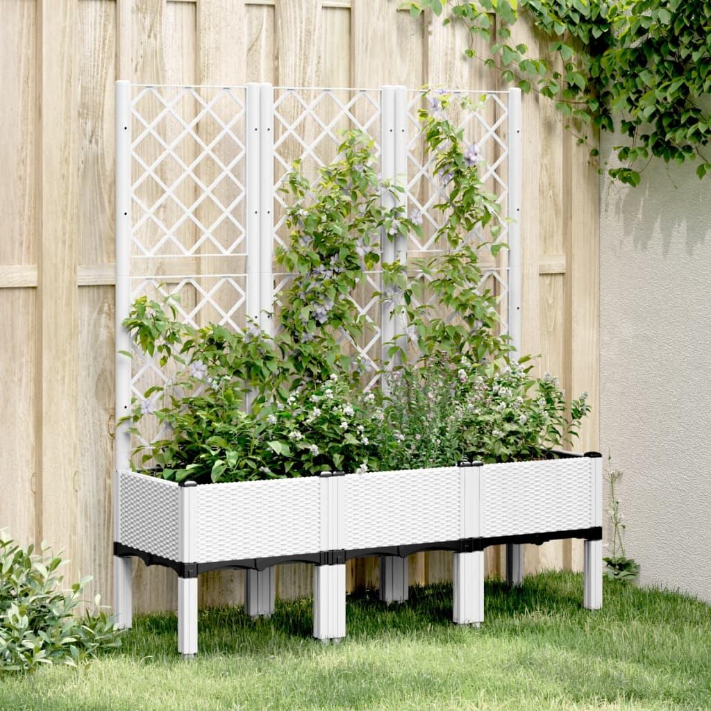 Plantekasse med espalier 120x40x142 cm PP hvid