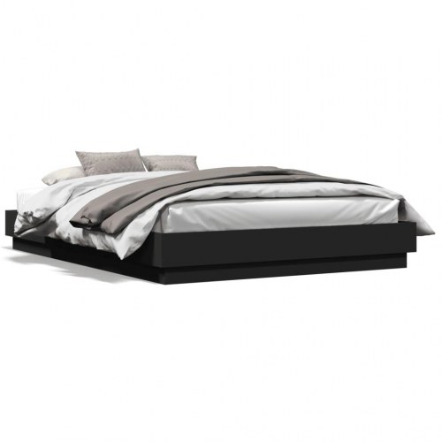 Sengeramme med LED uden madras 150x200 cm sort