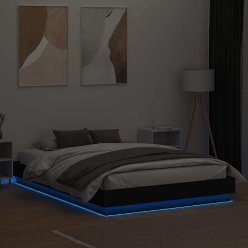 Sengeramme med LED uden madras 150x200 cm sort