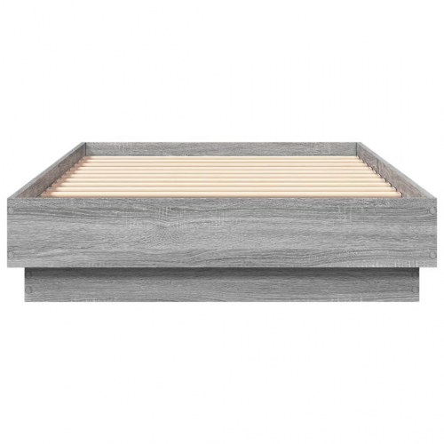 Sengeramme med LED-lys 90x190 cm grå sonoma-eg