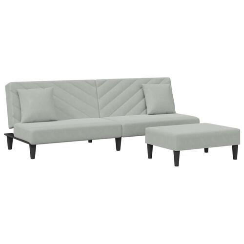 2 personers sofa med puder velour lysegrå