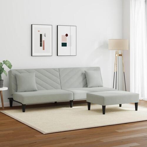 2 personers sofa med puder velour lysegrå