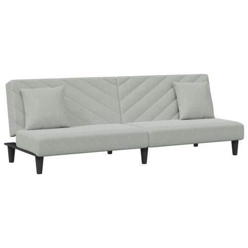 2 personers sofa med puder velour lysegrå