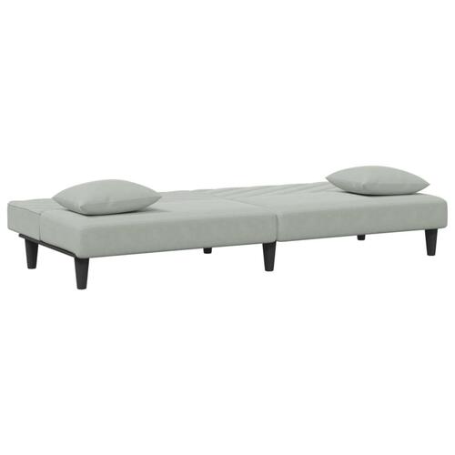 2 personers sofa med puder velour lysegrå