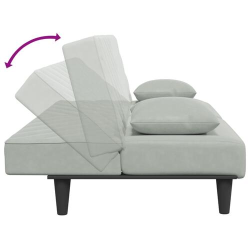 2 personers sofa med puder velour lysegrå
