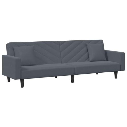 2 personers sofa med puder velour mørkegrå