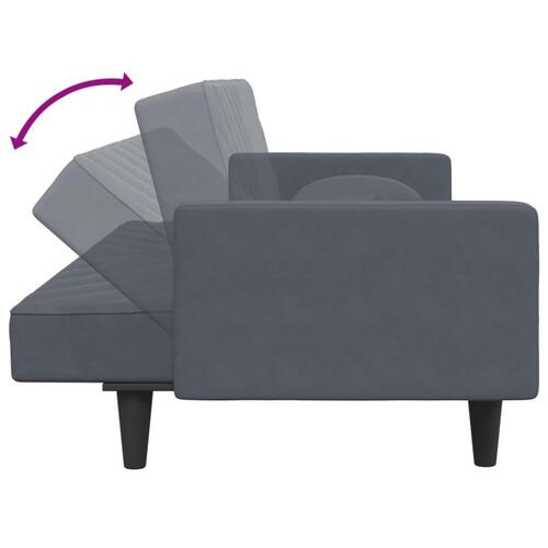 2 personers sofa med puder velour mørkegrå