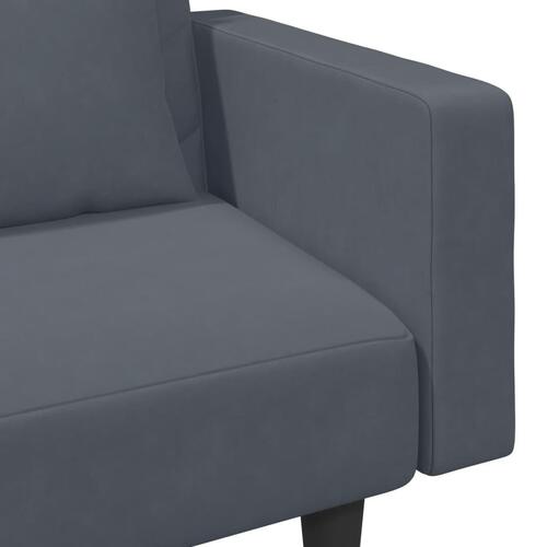 2 personers sofa med puder velour mørkegrå