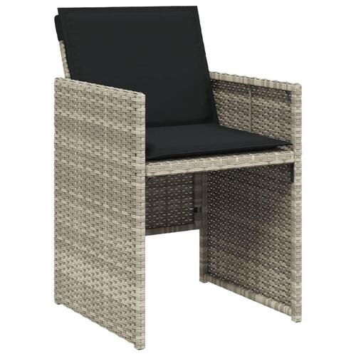 Havestole 4 stk. med hynder polyrattan lysegrå