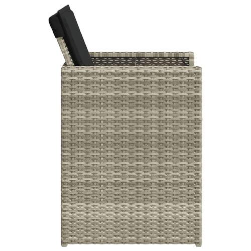 Havestole 4 stk. med hynder polyrattan lysegrå