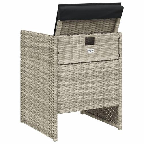 Havestole 4 stk. med hynder polyrattan lysegrå
