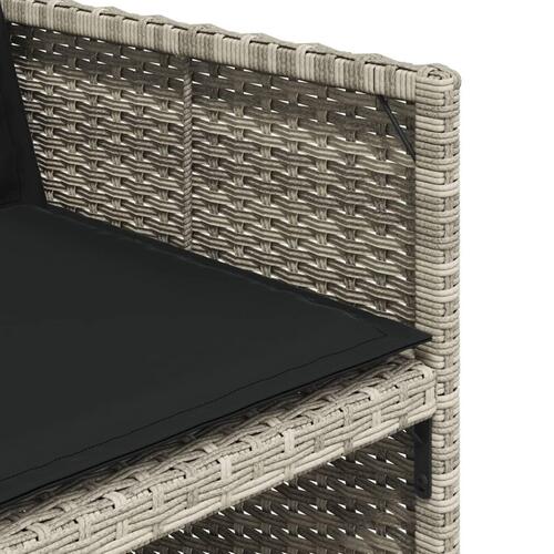 Havestole 4 stk. med hynder polyrattan lysegrå