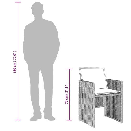 Havestole 4 stk. med hynder polyrattan lysegrå