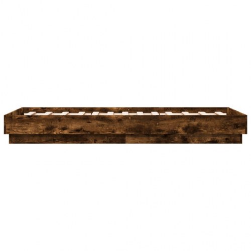 Sengeramme med LED-lys 90 x 190 cm - røget egetræ