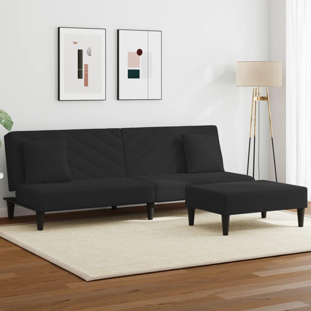 2 personers sofa med puder velour sort