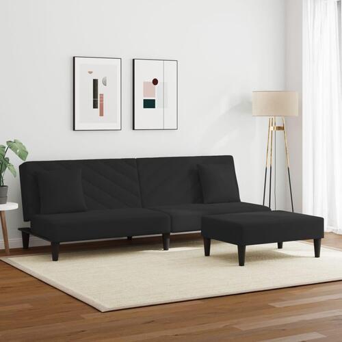 2 personers sofa med puder velour sort