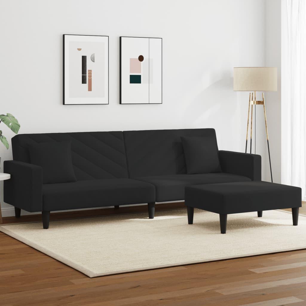 2 personers sofa med puder velour sort