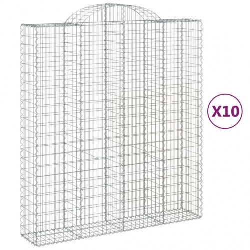 Buede gabionkurve - 10 stk. 200×50×220/240 cm i galvaniseret jern