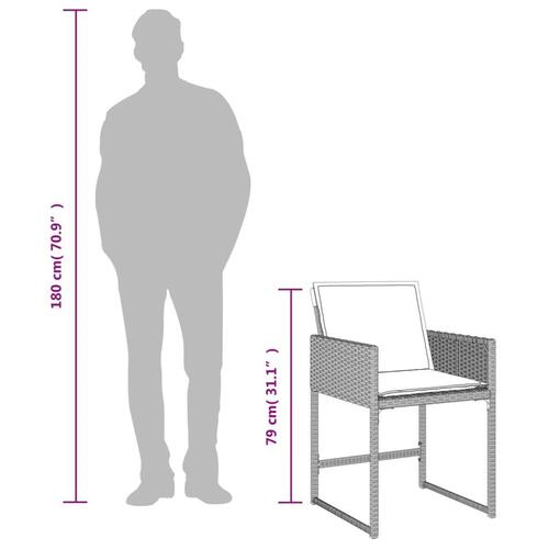 Havestole 4 stk. med hynder polyrattan lysegrå